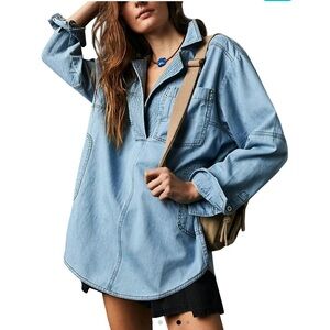 Denim pullover shirt